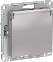 Розетка с заземлением без рамки Systeme Electric AtlasDesign 1-м. крышка шторки алюминий картинка